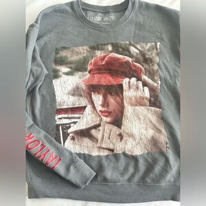 Taylor Swift RED Album Authentic Merch Gray Sweatshirt Oversized Women’s Sz M